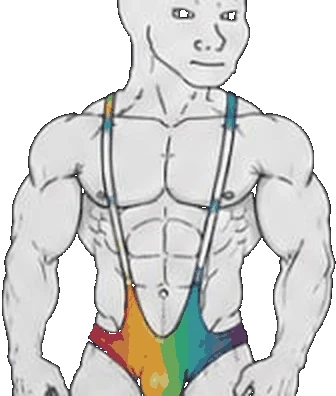 Wojak in rainbow suspenders